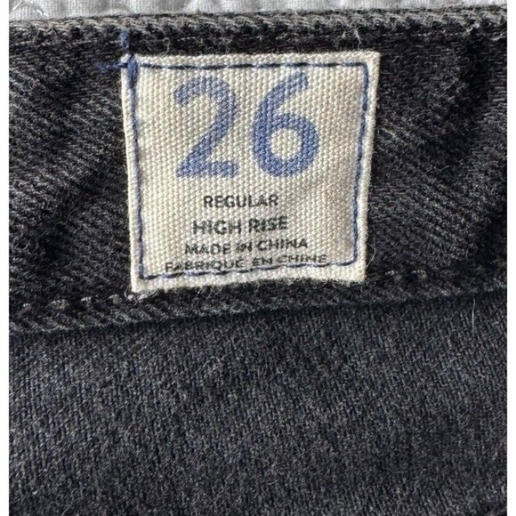 We The Free Womens 26 Black Regular High Rise Button Fly Slouchy Raw Hem Jeans - Picture 5 of 10